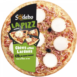 La pizza chèvre affiné et lardons SODEBO, 470g