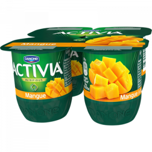Lait fermenté sucré au bidifus mangue ACTIVIA, 4x125g