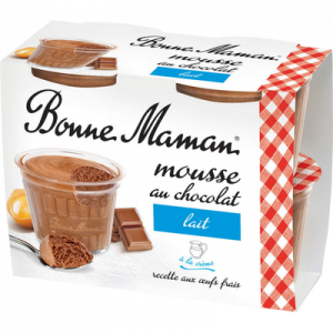 Mousse au chocolat au lait BONNE MAMAN, 4X50g