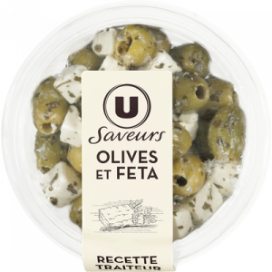 Olives vertes et cubes de feta U SAVEURS, 150g