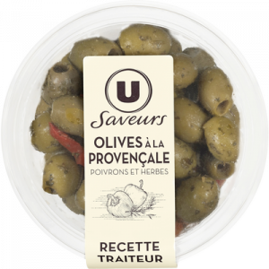 Olives à la provençale avec poivrons et herbes aromatiques U SAVEURS,150g