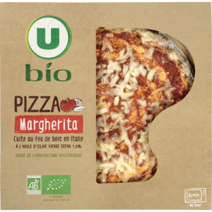 Pizza à la tomate et mozzarella issue de l'agriculture biologique U BIO, 360g