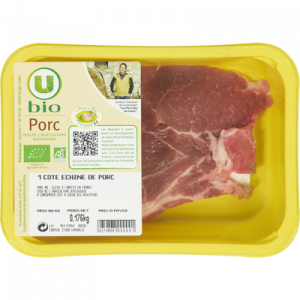 Porc - Côte échine, U BIO, France, 1 pièce 160 g