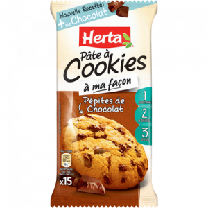 Pâte à cookies aux pépites de chocolat HERTA, sachet de 350g