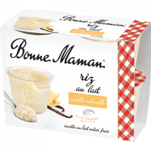 Riz au lait à la vanille naturelle BONNE MAMAN, 4x100g
