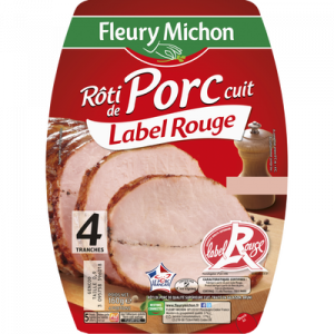 Rôti de porc supérieur cuit Label Rouge FLEURY MICHON, 4 tranches 160g