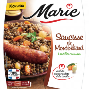 Saucisse de Montbéliard lentilles cuisinées MARIE, 300G