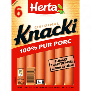 Saucisses de Strasbourg Knacki original HERTA, sachet micro-ondable de6 unités, 210g