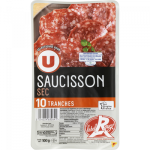 Saucisson sec Label Rouge U, 10 tranchessoit 100g
