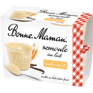 Semoule au lait à la vanille naturelle BONNE MAMAN, 4x100g