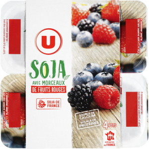 Spécialité au soja sucré aux fruits rouges U, 4x100g