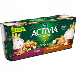 Spécialité laitière sucrée céréales quinoa muesli ACTIVIA, 8x120g