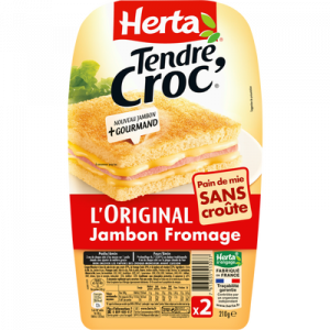 Tendre croque sans croûte jambon fromage HERTA, x2 210g