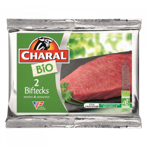 Viande bovine - Steak , à griller, BIO, CHARAL, France, 2 pièces 240 g