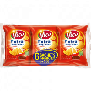 Chips extra-craquantes nature multipack VICO, 6 sachets de 30g
