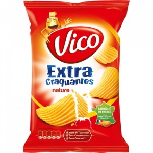 Chips extra craquantes nature pomme de terre salées ondulées VICO, 135g