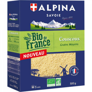 Couscous grains moyens bio de France ALPINA Savoie, paquet de 500g
