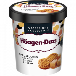 Crème glacée caramel biscuit cream speculoos HÄAGEN DAZS, pot de 400g