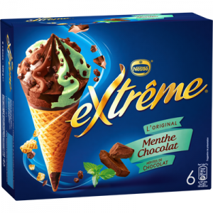 Cônes crème glacée menthe et chocolat EXTREME, x6 soit 426g