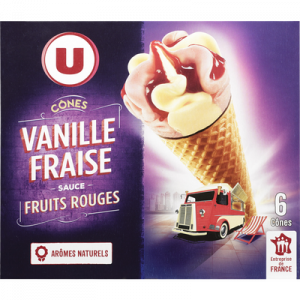 Cônes vanille fraise U, 6x384g
