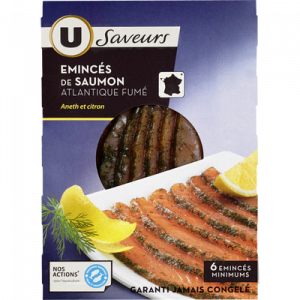 Emincés de saumon à l'aneth et saveur citron U SAVEURS, 6 tranchesminimum, 100g