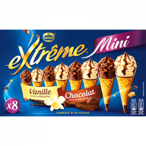 Mini cônes vanille et chocolat EXTRÊME, 8 cônes, 312g