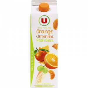 Pur jus réfrigéré orange, clémentine et raisin blanc U, 1L