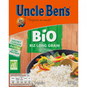 Riz long grain bio UNCLE BEN'S, pochon de 375g