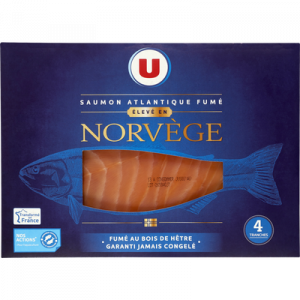 Saumon atlantique fumé Norvège U, 4 tranches, 150g