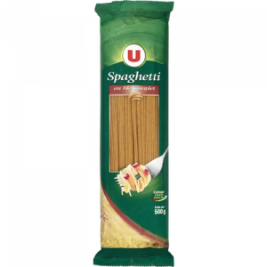 Spaghetti au blé complet U, sachet de 500g