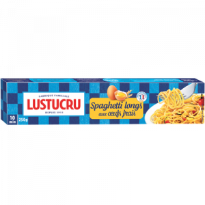 Spaghetti longs aux oeufs LUSTUCRU, paquet de 250g